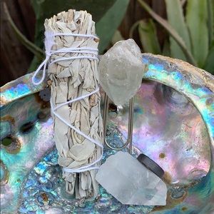 Clear Quartz Magnet & Bookmark & White Sage Bundle